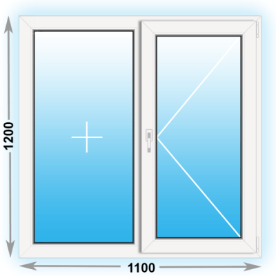 Готовое пластиковое окно Kbe двухстворчатое 1200x1500