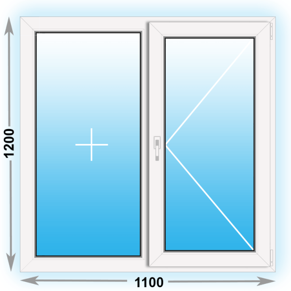 Готовое пластиковое окно Kbe двухстворчатое 1200x1500