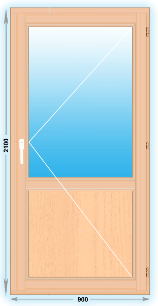 Готовая деревянная балконная дверь 900x2100 Правая