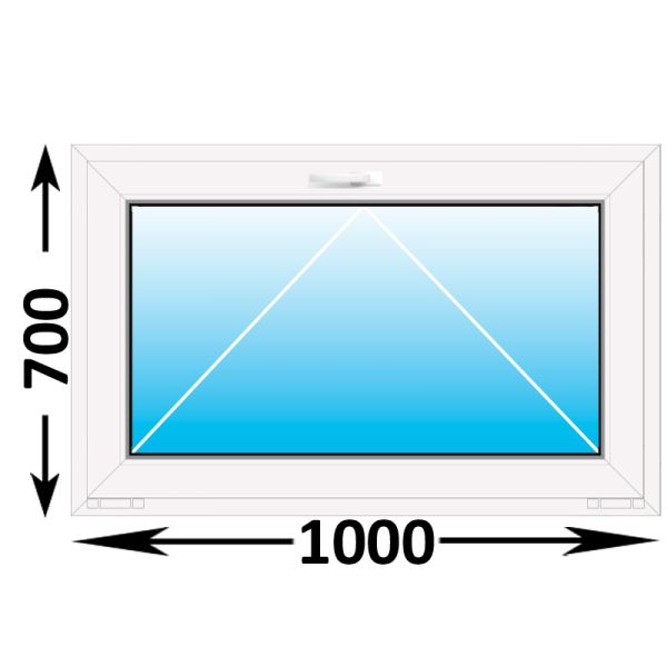 Пластиковое окно MELKE Lite 60 фрамуга 1000x700, с двухкамерным стеклопакетом