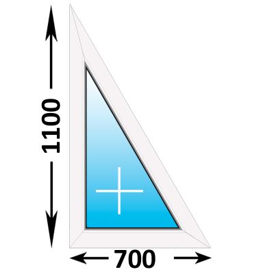 Пластиковое окно MELKE Lite 60 треугольное глухое левое 700x1100, с двухкамерным стеклопакетом