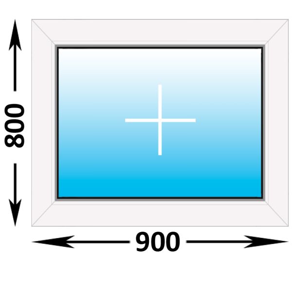 Пластиковое окно MELKE Lite 60 глухое 900x800, с двухкамерным стеклопакетом