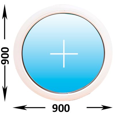 Пластиковое окно MELKE Lite 60 круглое 900x900, с двухкамерным стеклопакетом