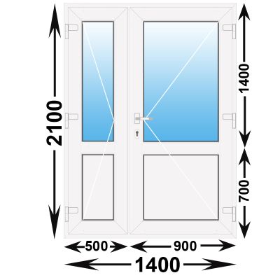 Готовая пластиковая входная дверь REHAU 1400x2100
