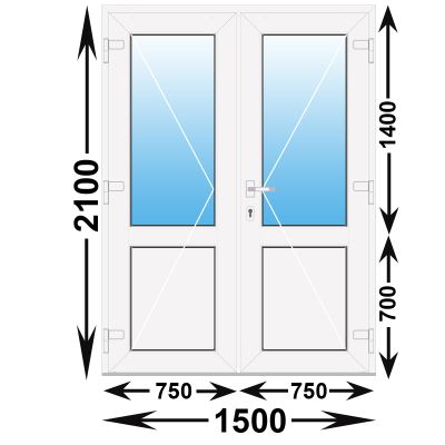 Готовая пластиковая входная дверь REHAU 1500x2100 алюминиевый порог