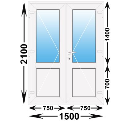 Готовая пластиковая входная дверь REHAU 1500x2100