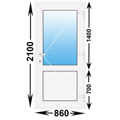 Готовая пластиковая входная дверь REHAU 860x2100 Правая
