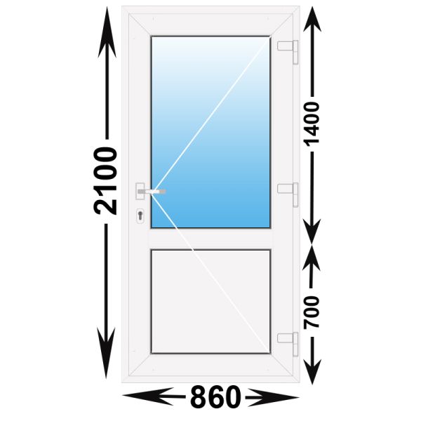 Готовая пластиковая входная дверь REHAU 860x2100 Правая