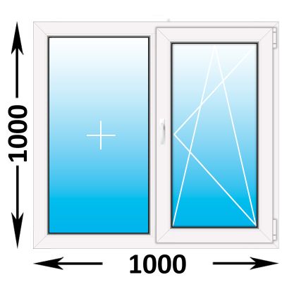 Пластиковое окно Rehau Blitz двухстворчатое 1000x1000