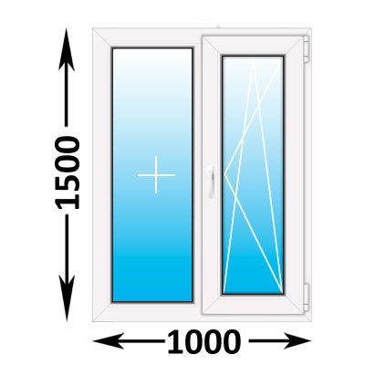 Пластиковое окно Rehau Blitz двухстворчатое 1000x1500