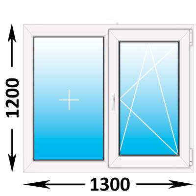 Пластиковое окно Rehau Blitz двухстворчатое 1300x1200