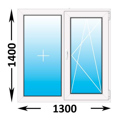 Пластиковое окно Rehau Blitz двухстворчатое 1300x1400
