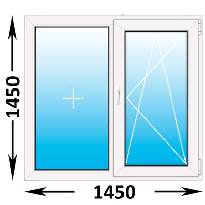 Пластиковое окно Rehau Blitz двухстворчатое 1450x1450