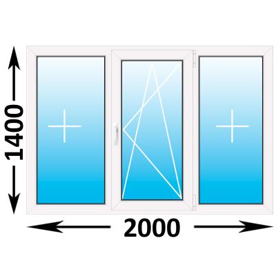 Пластиковое окно Rehau Blitz трехстворчатое 2000x1400