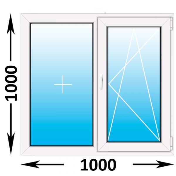 Пластиковое окно Veka WHS двухстворчатое 1000x1000 (ширина Х высота)  (1000Х1000)