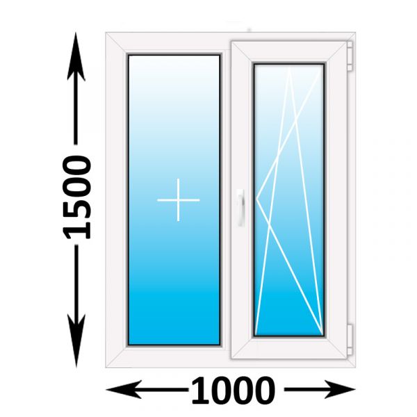 Пластиковое окно Veka WHS двухстворчатое 1000x1500 (ширина Х высота)  (1000Х1500)