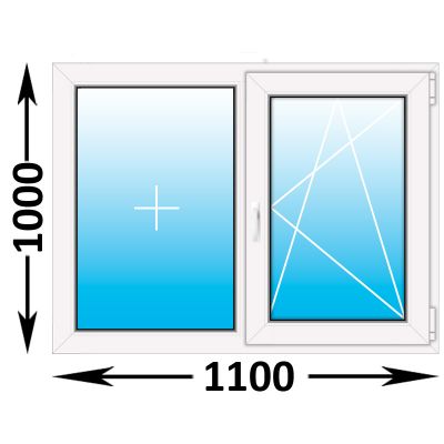 Пластиковое окно Veka WHS двухстворчатое 1100x1000 (ширина Х высота)  (1100Х1000)