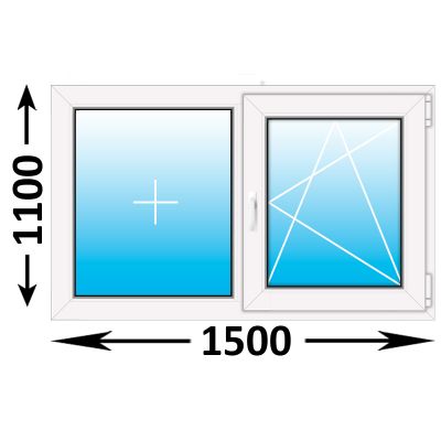 Пластиковое окно Veka WHS двухстворчатое 1500x1100 (ширина Х высота)  (1500Х1100)