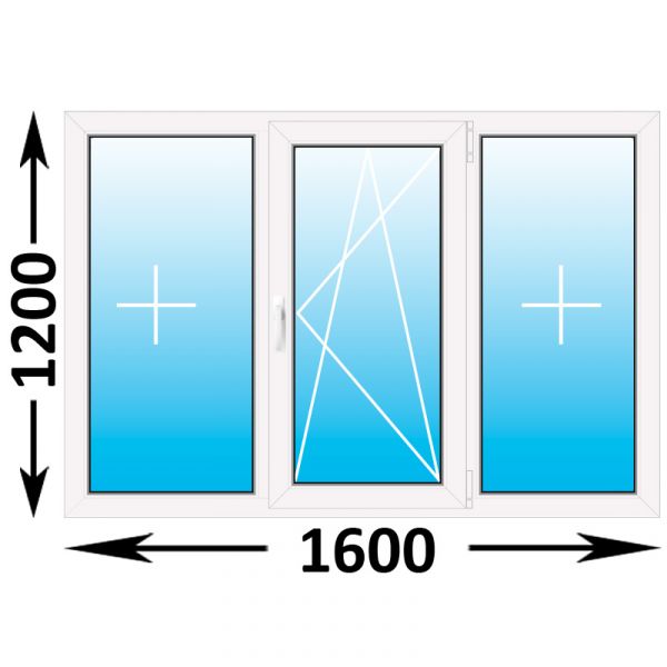 Пластиковое окно Veka WHS трехстворчатое 1600x1200 (ширина Х высота)  (1600Х1200)