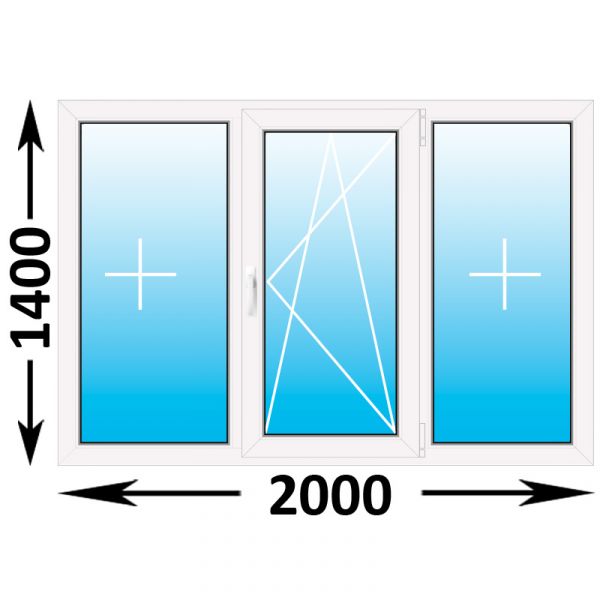 Пластиковое окно Veka WHS трехстворчатое 2000x1300 (ширина Х высота)  (2000Х1300)